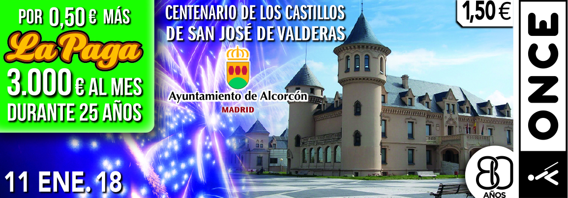 Cupón del 11 de enero de 2018 dedicado a los Castillos de Valderas (Alcorcón)