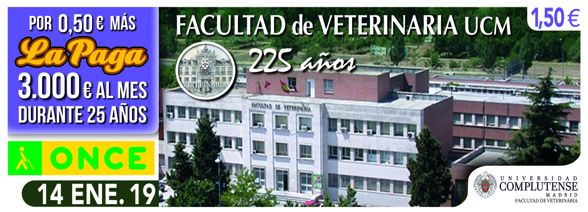 Cupón del 14 de enero dedicado al 225 aniversario de la Facultad de Veterinaria