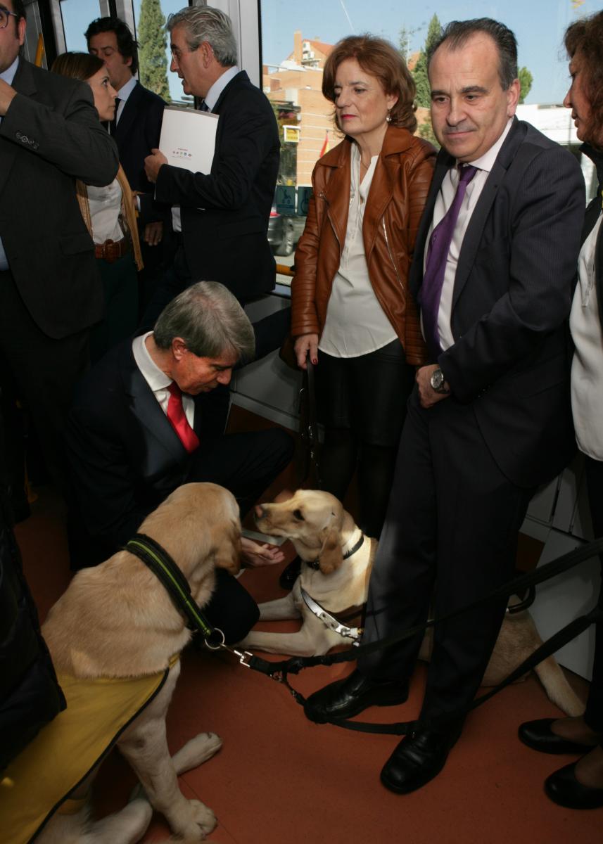 Luis Natalio junto al consejero y los usuarios de los perros