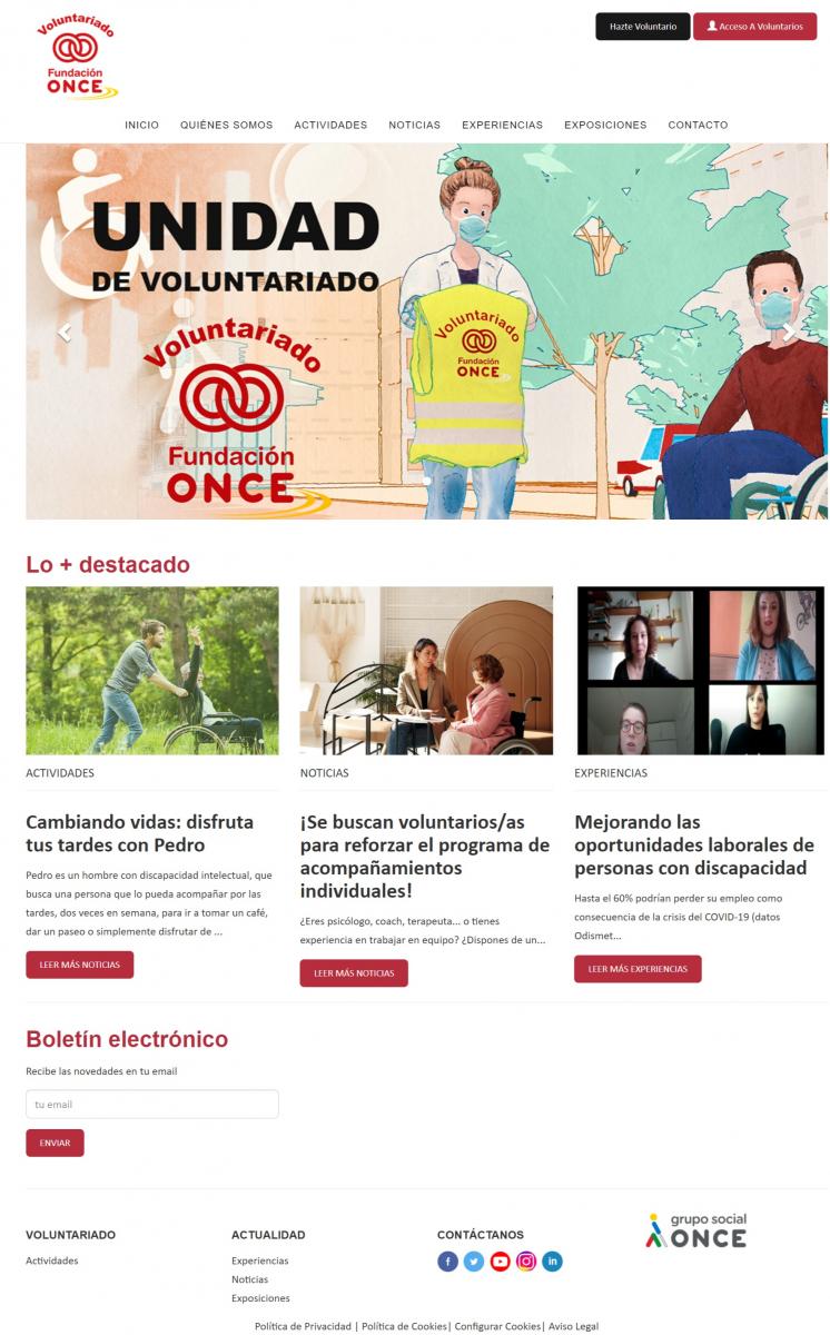 Pantallazo de la web de Voluntariado Fundación ONCE