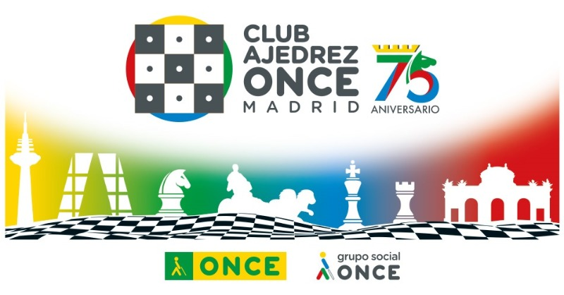 Logo del 75 aniversario del Club de Ajedrez ONCE Madrid