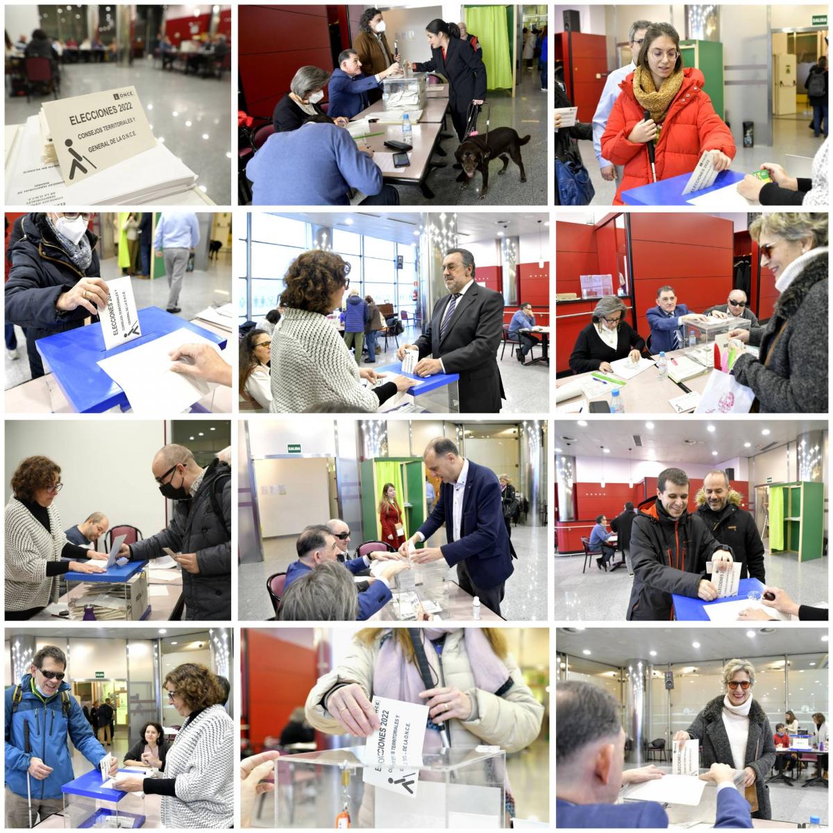 Collage con varios momentos de las votaciones celebradas en Madrid