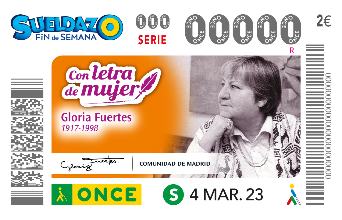 Cupón del 4 de marzo dedicado a Gloria Fuertes