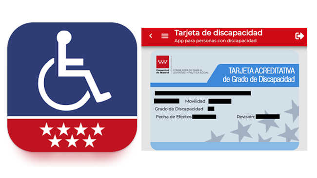 Imagen de la tarjeta de discapacidad de la Comunidad de Madrid