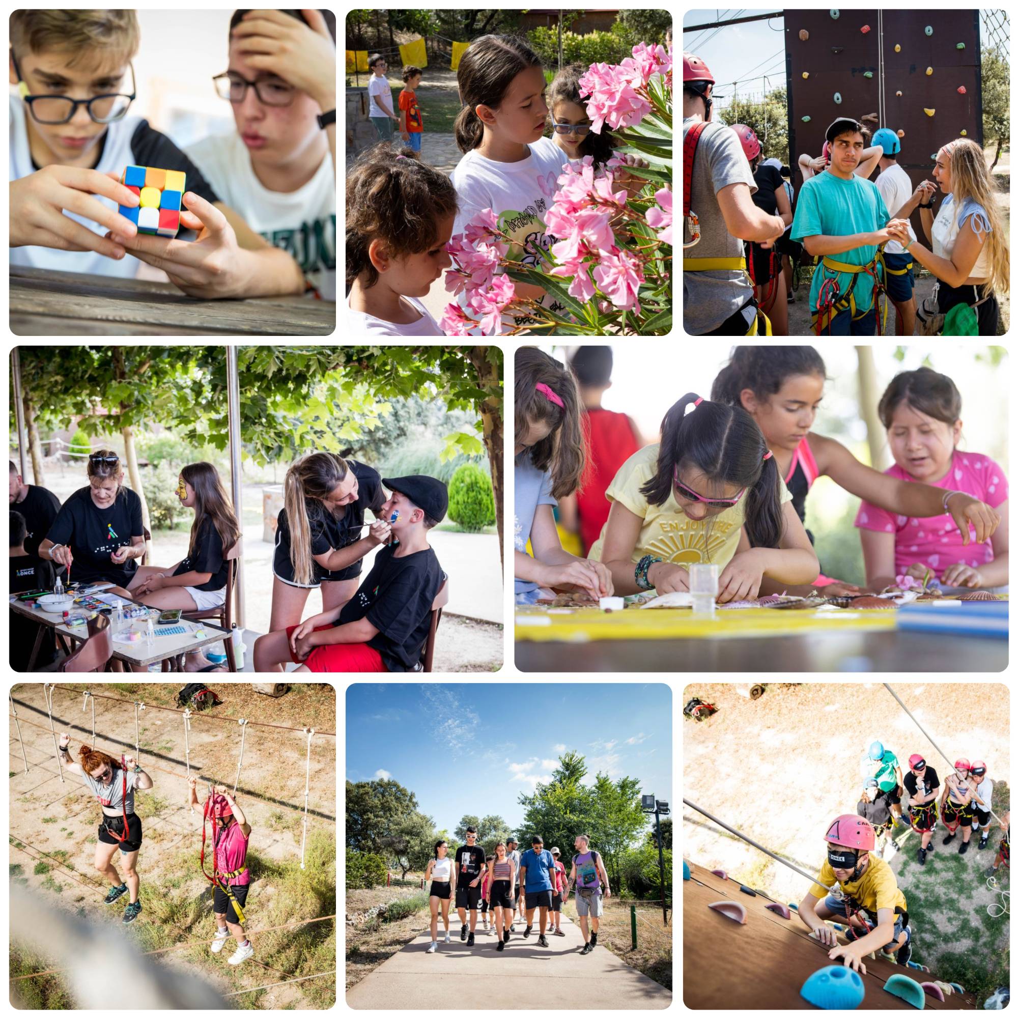 Collage con diferentes momentos y actividades del campamento celebrado en Madrid