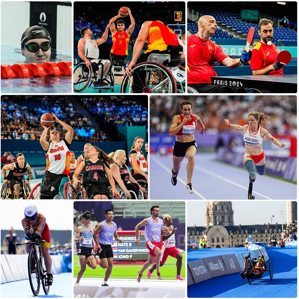 Collage con la competición de varios de los deportistas madrileños que consiguieron diplomas