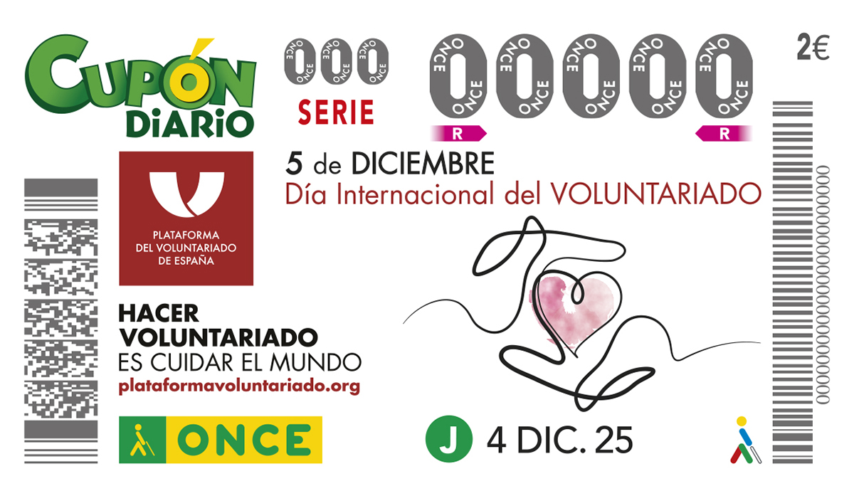 Cupón del 4 de diciembre dedicado al Día Internacional del Voluntariado