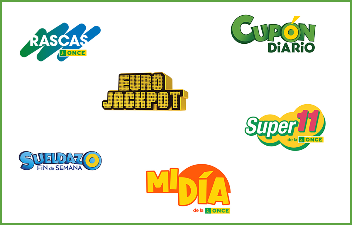 Cartela con los logos de los diferentes juegos de la ONCE
