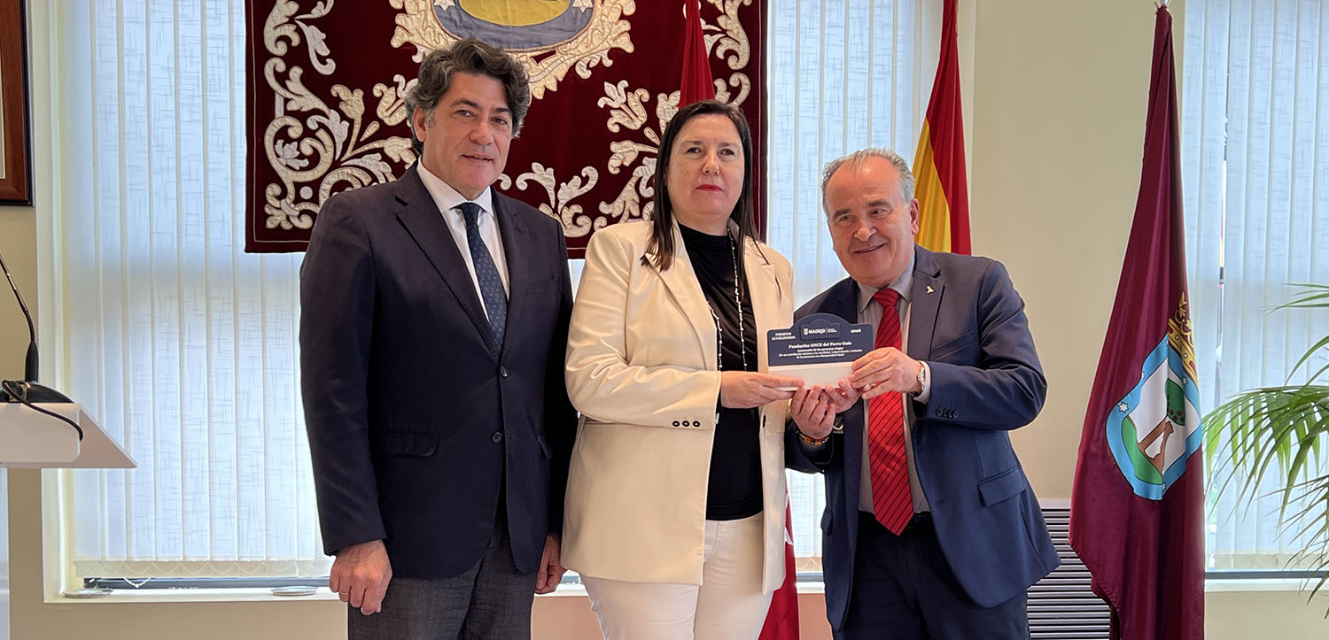 David Pérez, Mª Jesús Varela y Luis Natalio Royo en el momento de la entrega del galardón