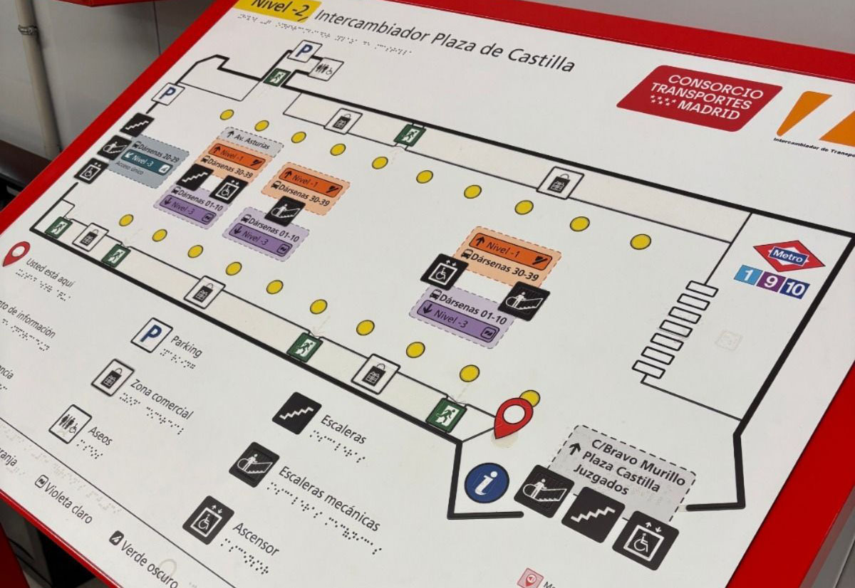 Plano instalado en el intercambiador de Plaza de Castilla