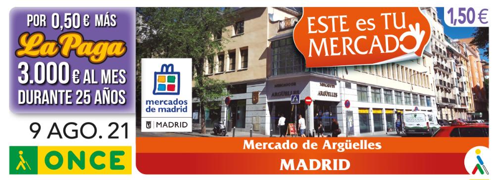 Cupón del 9 de agosto dedicado al Mercado de Argüelles