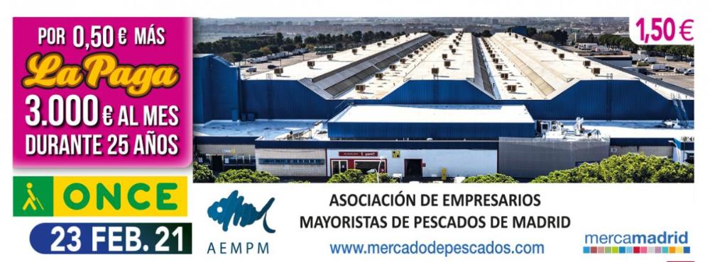 Cupón del 23 de febrero dedicado a la Asociación de Mayoristas de Pescado de Madrid