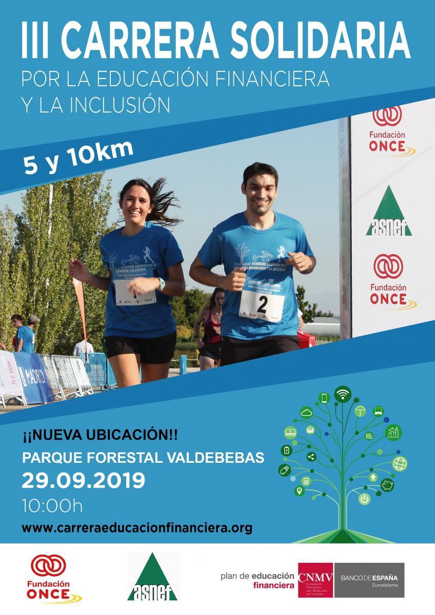 Cartel promocional de la III Carrera Solidaria por la Educación Financiera