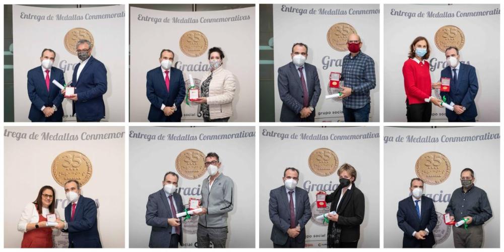 Collage con la entrega de medallas a los 35 años