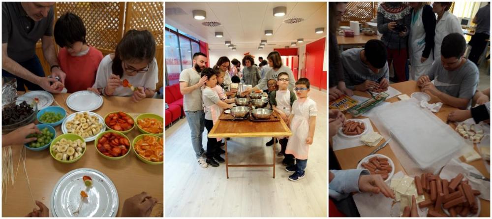 Collage de varios momentos de las actividades de cocina 