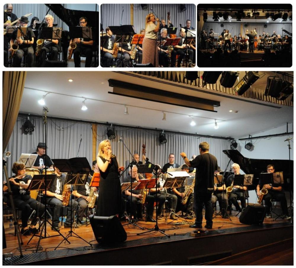 Collage con varios momentos de la actuación de la Big Band de la UCM