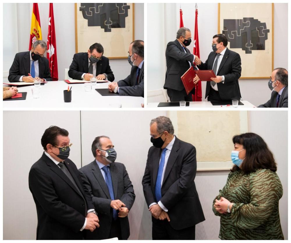 Varios momentos de la firma del convenio