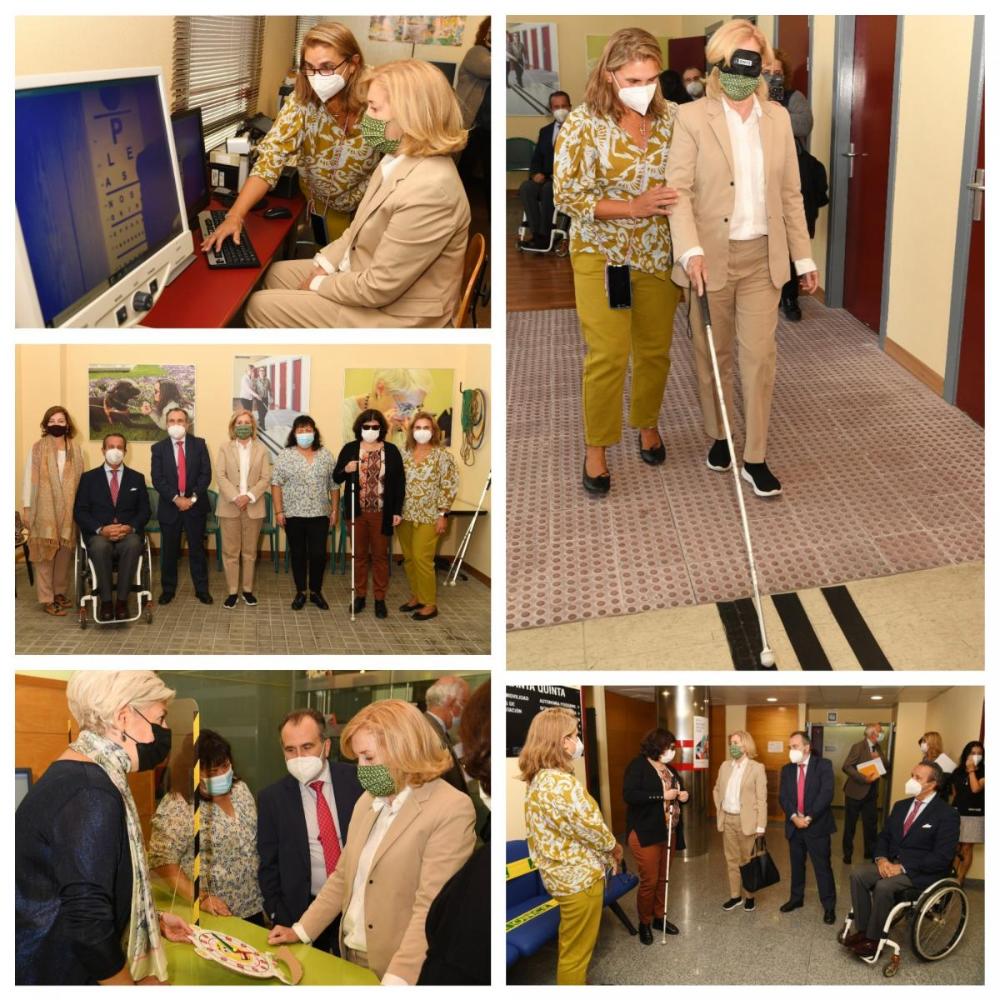 Collage con varios momentos de la visita de Concepción Dancausa