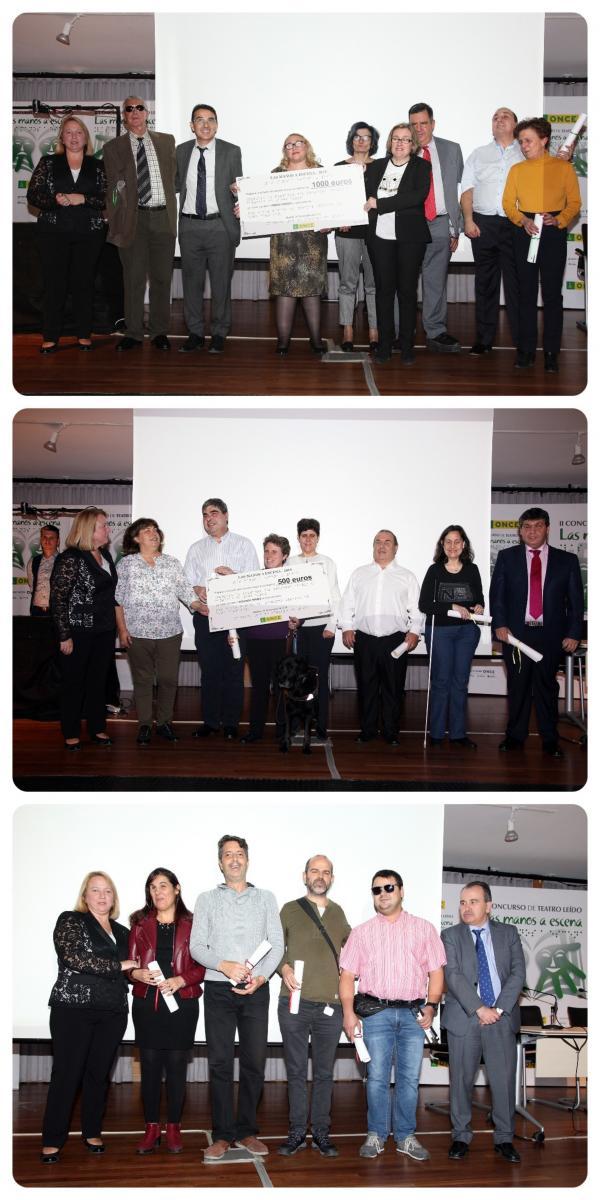 Collage con los grupos recogiendo sus premios
