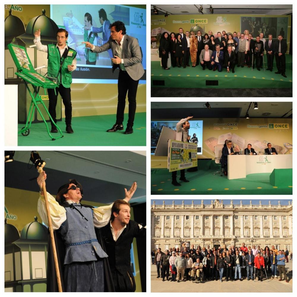 Collage con varios momentos de la gala del vendedor y dos fotos de familia de todos los galardonados