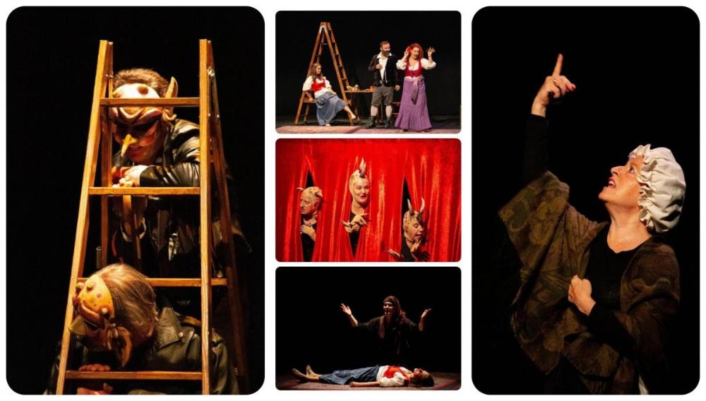 Collage con diferentes escenas de Diablos, brujas y granujas