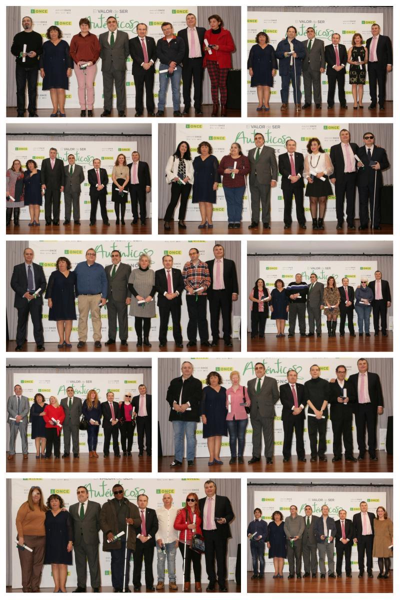 Collage 1 con varios de los grupos de trabajadores que recogieron sus medallas