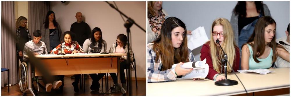 Collage con la lectura de varios grupos de chavales del CRE