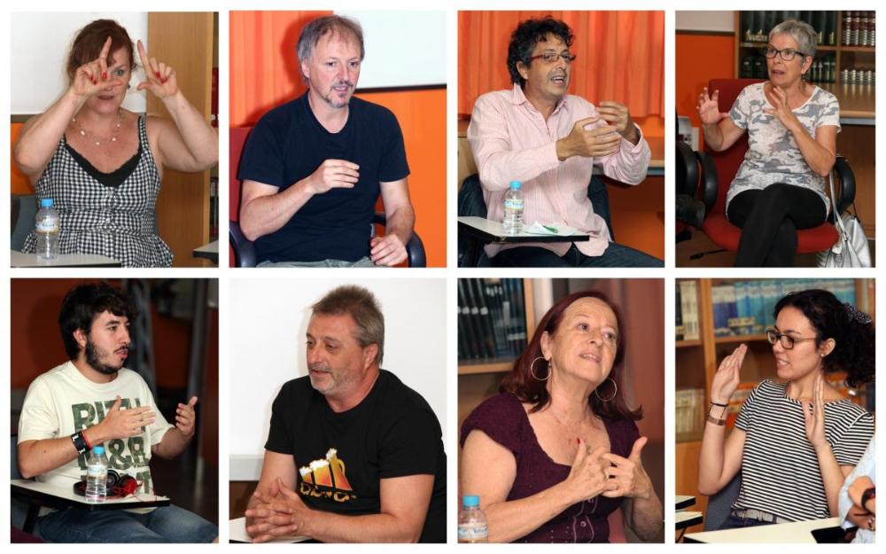 Collage con varios de los actores contando sus experiencias