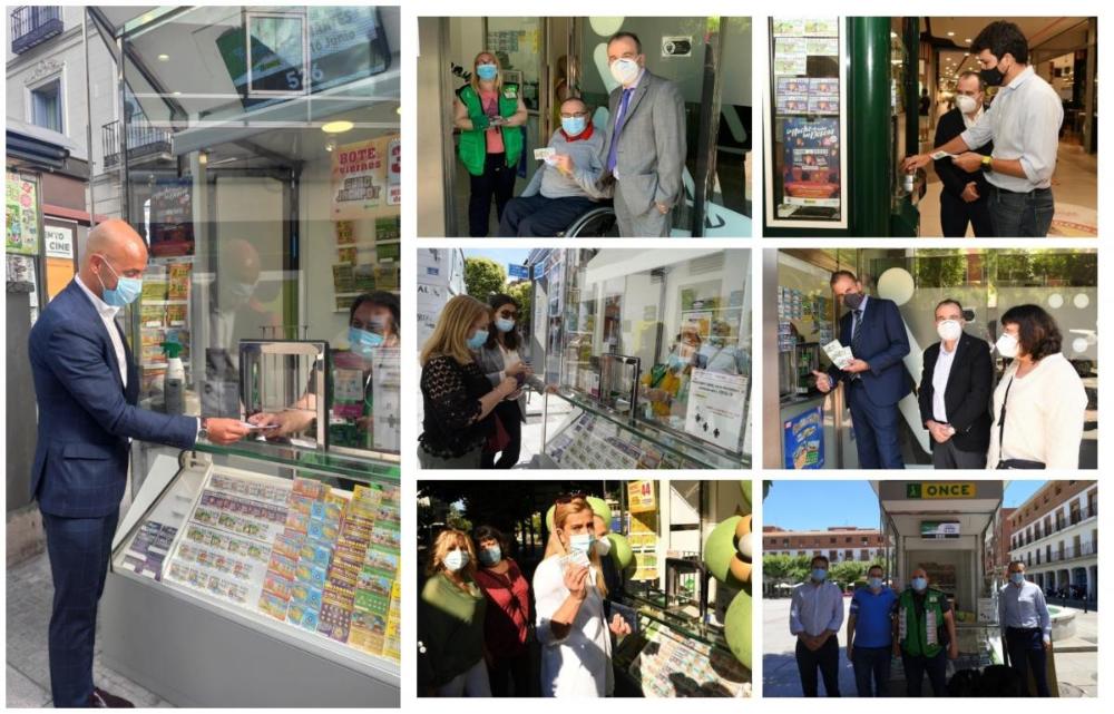 Collage con la imagen de los diferentes representantes políticos comprando el cupón