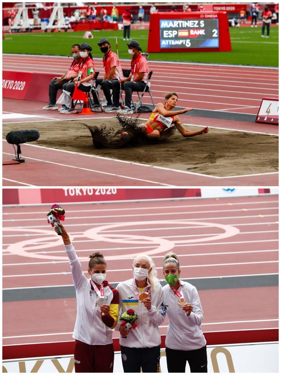 Collage con varios momentos de la competición de Sara Martínez