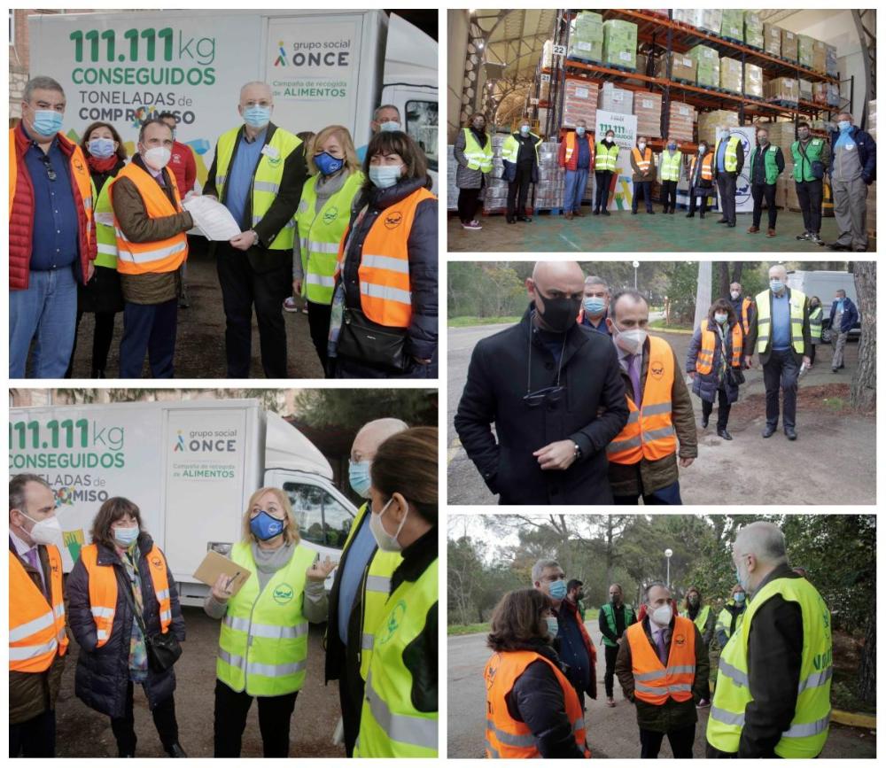 Collage con varios momentos de la recogida de alimentos en Madrid