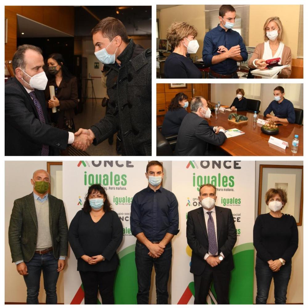 Collage con varios momentos de la visita de Lobato a la Delegación