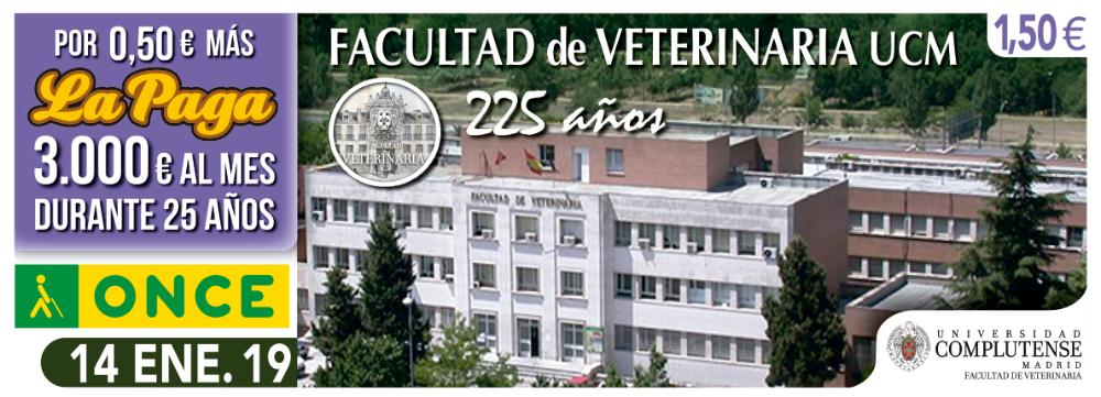 Cupón del 14 de enero dedicado al 225 aniversario de la Facultad de Veterinaria