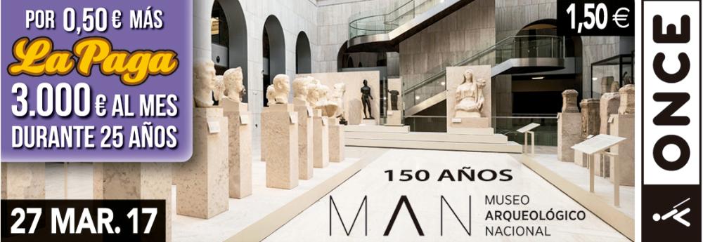 Cupón del 27 de marzo dedicado al 150 aniversario del Museo Arqueológico