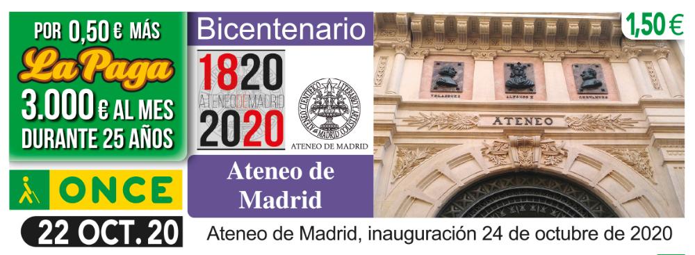 Cupón del 22 de octubre dedicado al Ateneo de Madrid