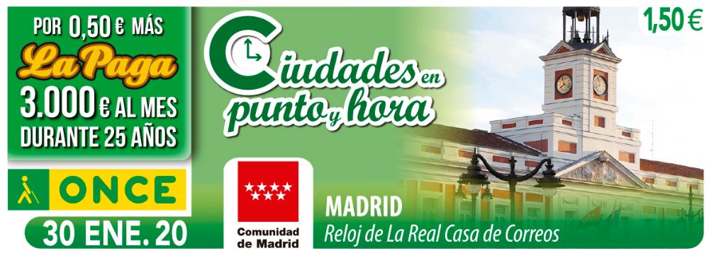 Cupón del 30 de enero dedicado al Reloj de la Puerta del Sol