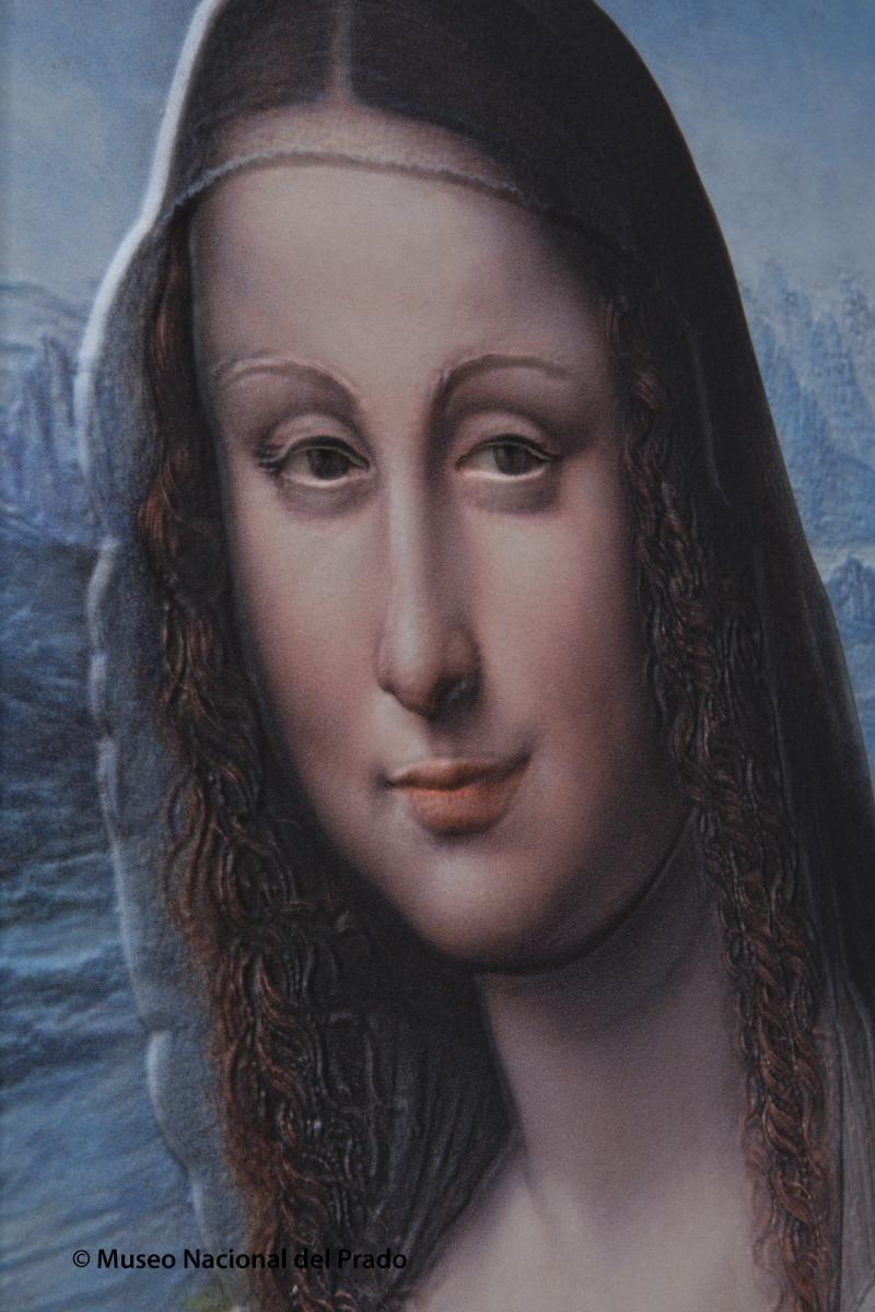 Detalle en relieve de La Gioconda (fotografía del Museo del Prado)