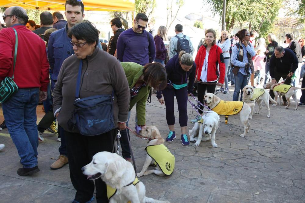 Familias educadoras de futuros perros guía en el stan de la FOPG