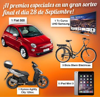 Cartel publicitario con los premios de la promoción del Super Once