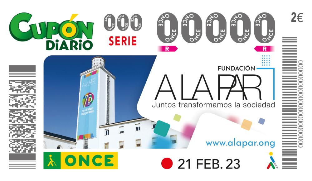 Cupón del 21 de febrero dedicado a la Fundación A LA PAR