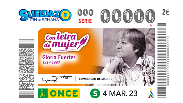 Cupón del 4 de marzo dedicado a Gloria Fuertes