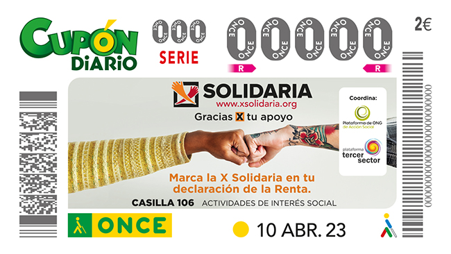 Cupón del 10 de abril dedicado a la X Solidaria