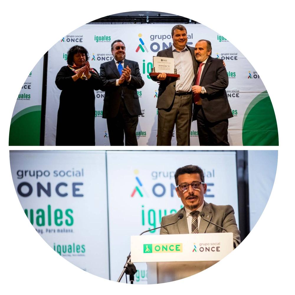 Collage con el momento de la entrega de la placa y las palabras del nuevo subdelegado