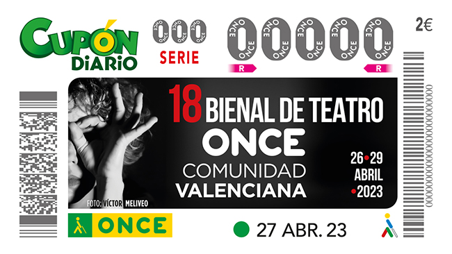 Cupón del 27 de abril dedicado a la 18 Bienal de Teatro ONCE