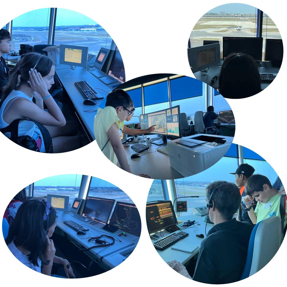 Los chavales en la torre de control