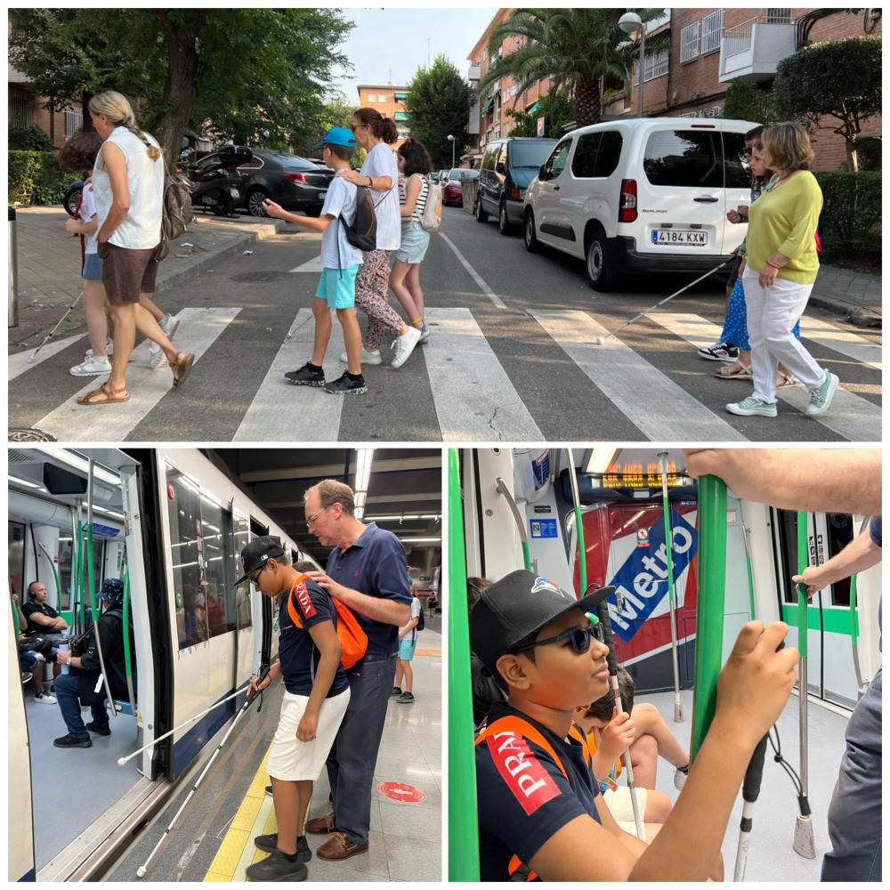 Los chavales en su traslado en metro