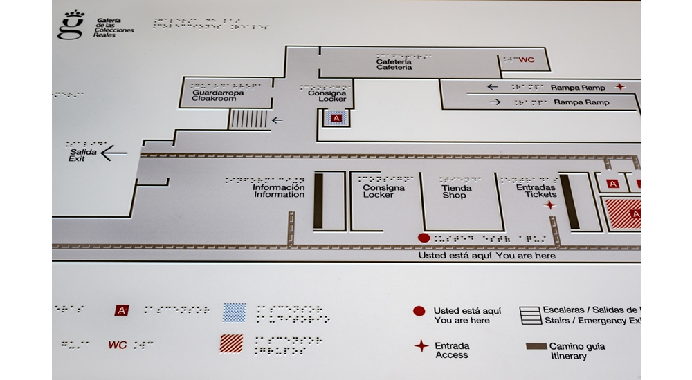 Plano en relieve y braille de las Galerías Reales