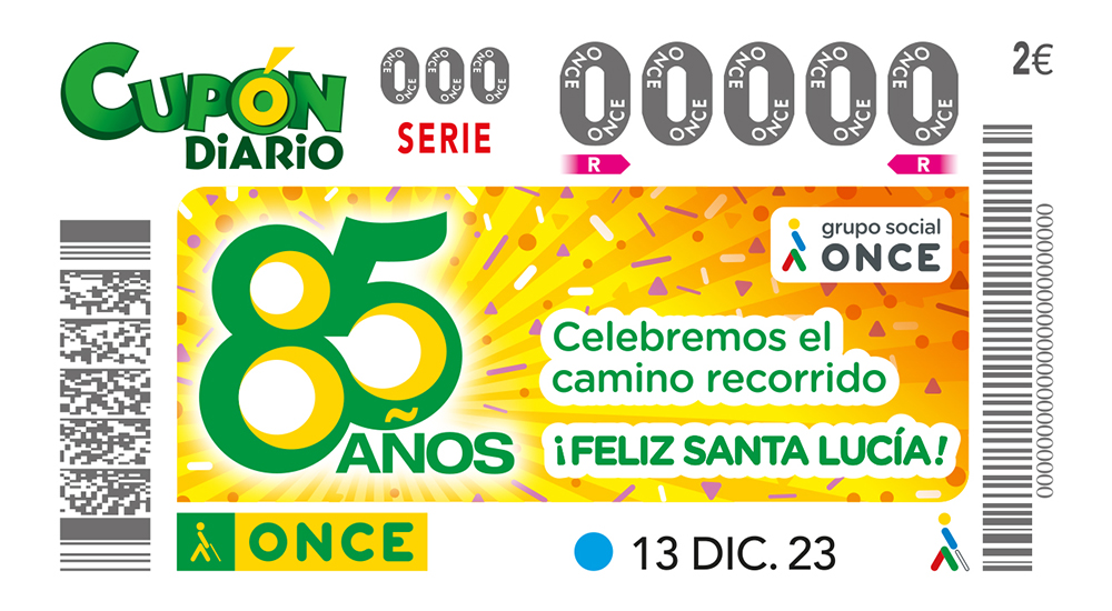 Cupón del 13 de diciembre dedicado al 85 aniversario de la ONCE