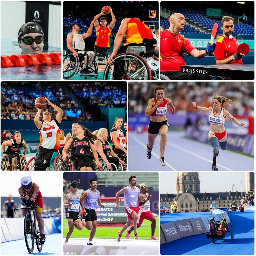 Collage con la competición de varios de los deportistas madrileños que consiguieron diplomas