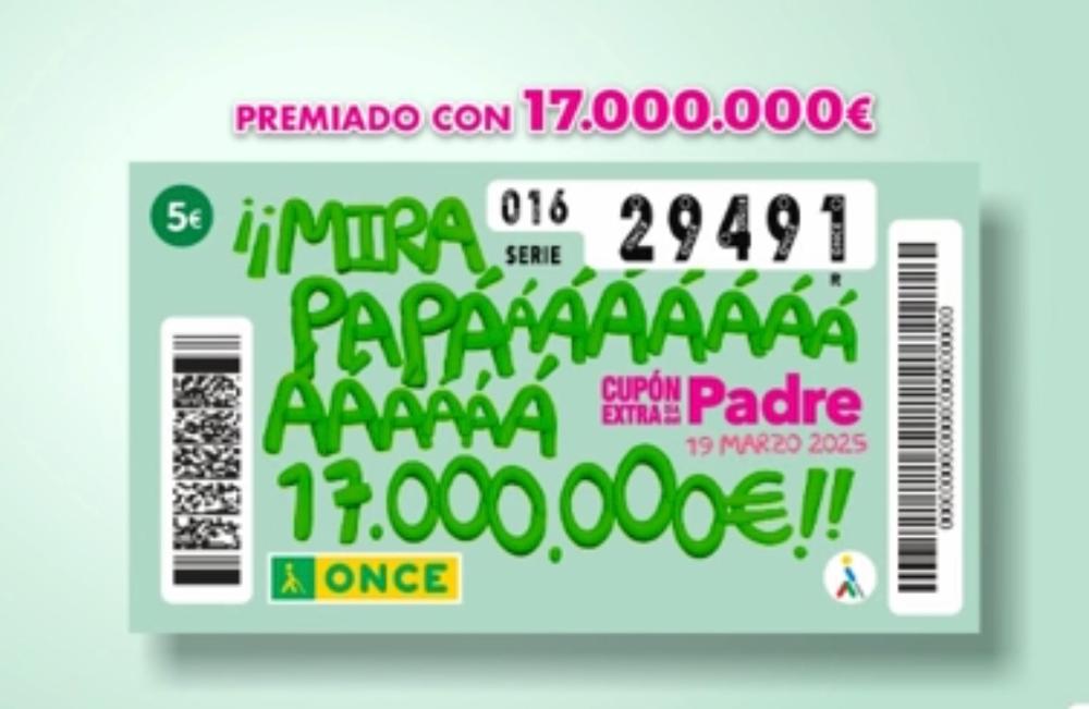Cupón premiado en el Sorteo del Extra del Día del Padre